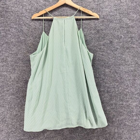 Express Top Women XL Green Polka Dot V-Neck Lined Sleeveless Spaghetti Strap - Picture 2 of 9